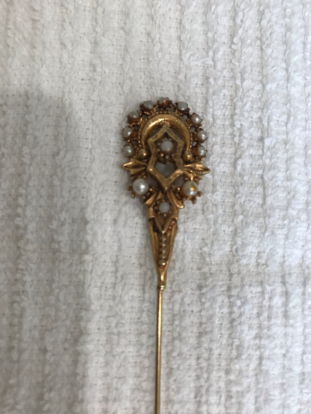 Gold and Pearl Stick Pin - Elegant Women's Jewelry